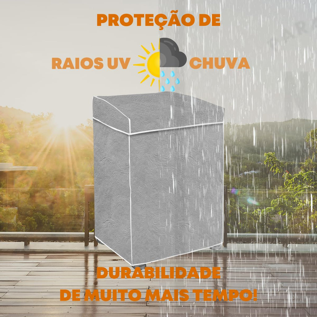 "Capa Para Maquina De Lavar Brastemp Eletrolux Consul 07Kg 08Kg 09Kg 10Kg 11Kg12Kg 13Kg 14Kg 15Kg 16Kg 17Kg Impermeável Forrada Com Elástico Traseiro Proteção UV Material Super Resistente " (Cinza, G)
