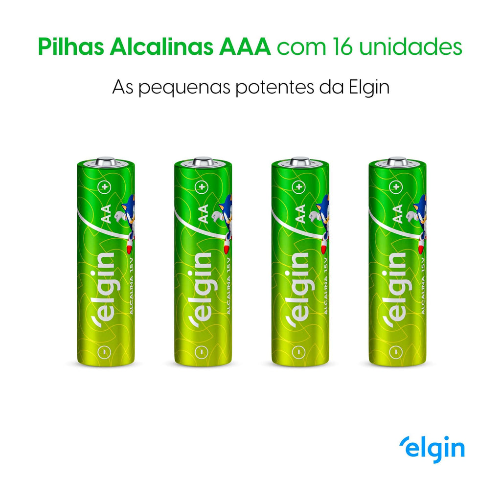 Pilha Alcalina AAA com 16 unidades Elgin Palito