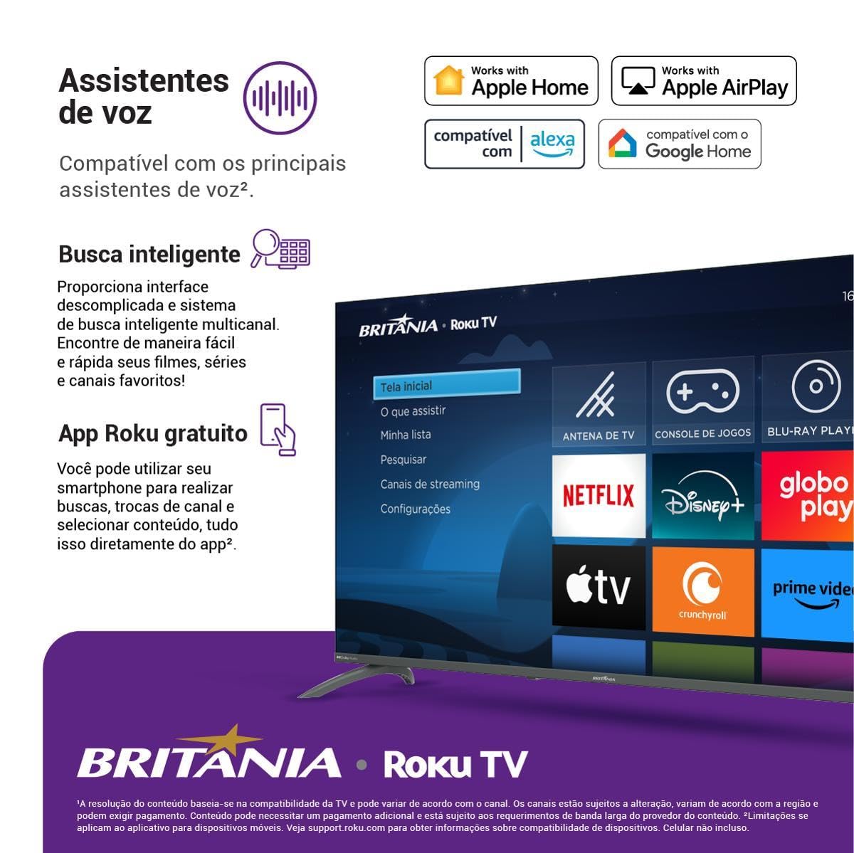 TV Smart TV 50” Britânia Roku TV LED Dolby Audio BTV50VA4REGB