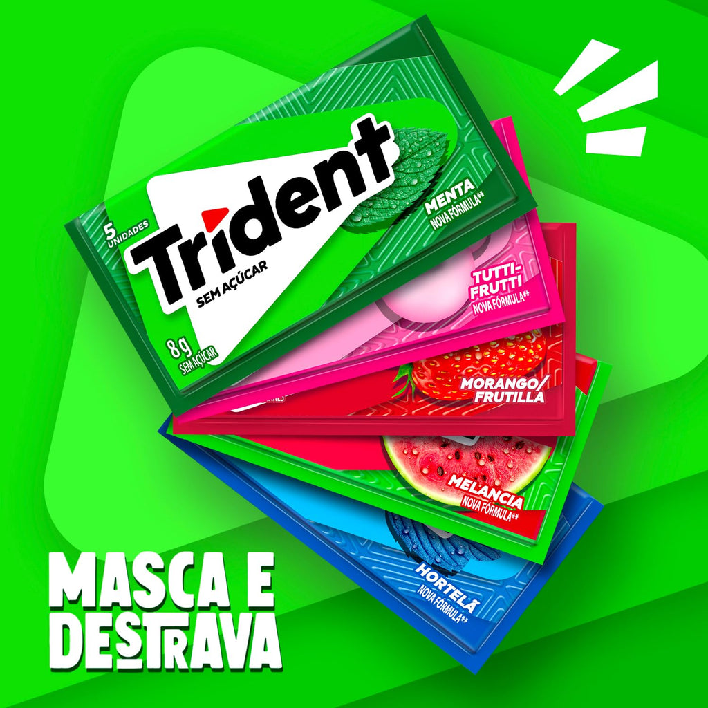 Chiclete Trident Menta Sem Açúcar - Caixa com 21 unid. de 8g