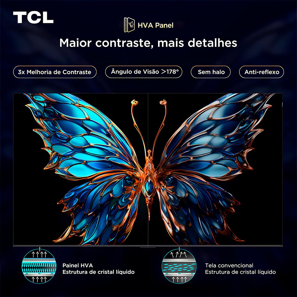 Smart TV TCL 50P7K 50" QLED 4K UHD Google TV com Dolby Vision, HDMI 2.1, Wi-Fi e Bluetooth – Preto