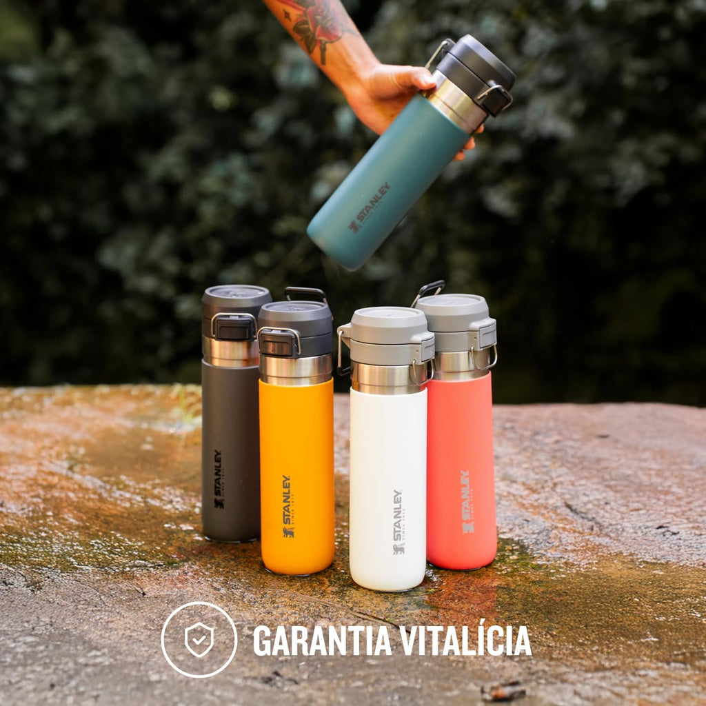 Stanley - Garrafa de água térmica Quick Flip, isolada em aço inoxidável para bebidas quentes e frias, resistente a fugas, 710 ml, Polar