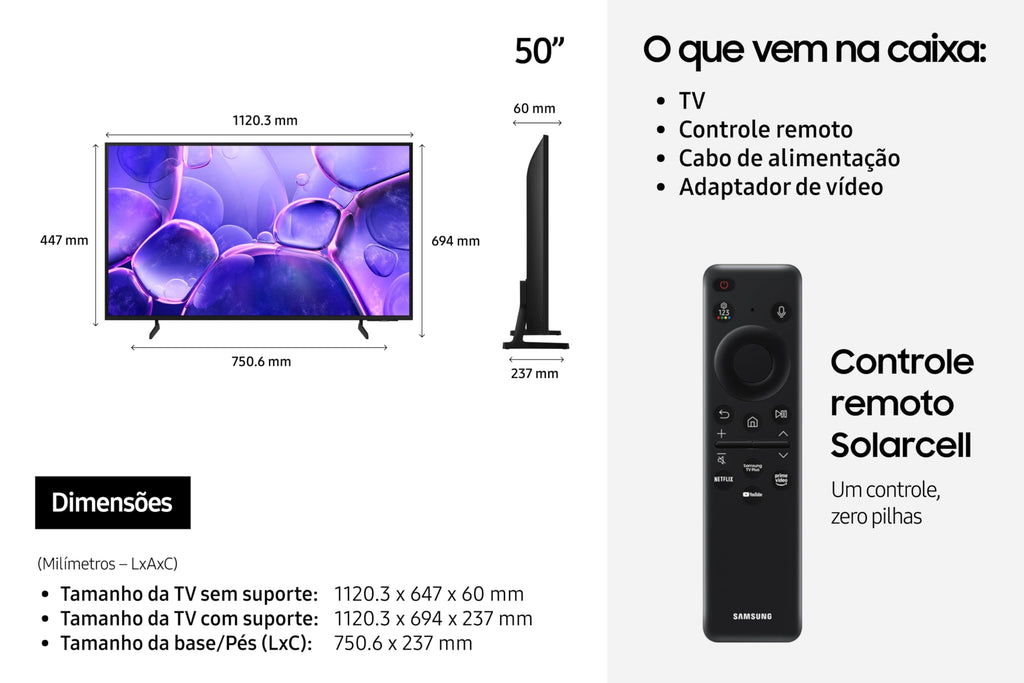 Samsung Smart TV 50" Crystal UHD 4K U8100F 2025