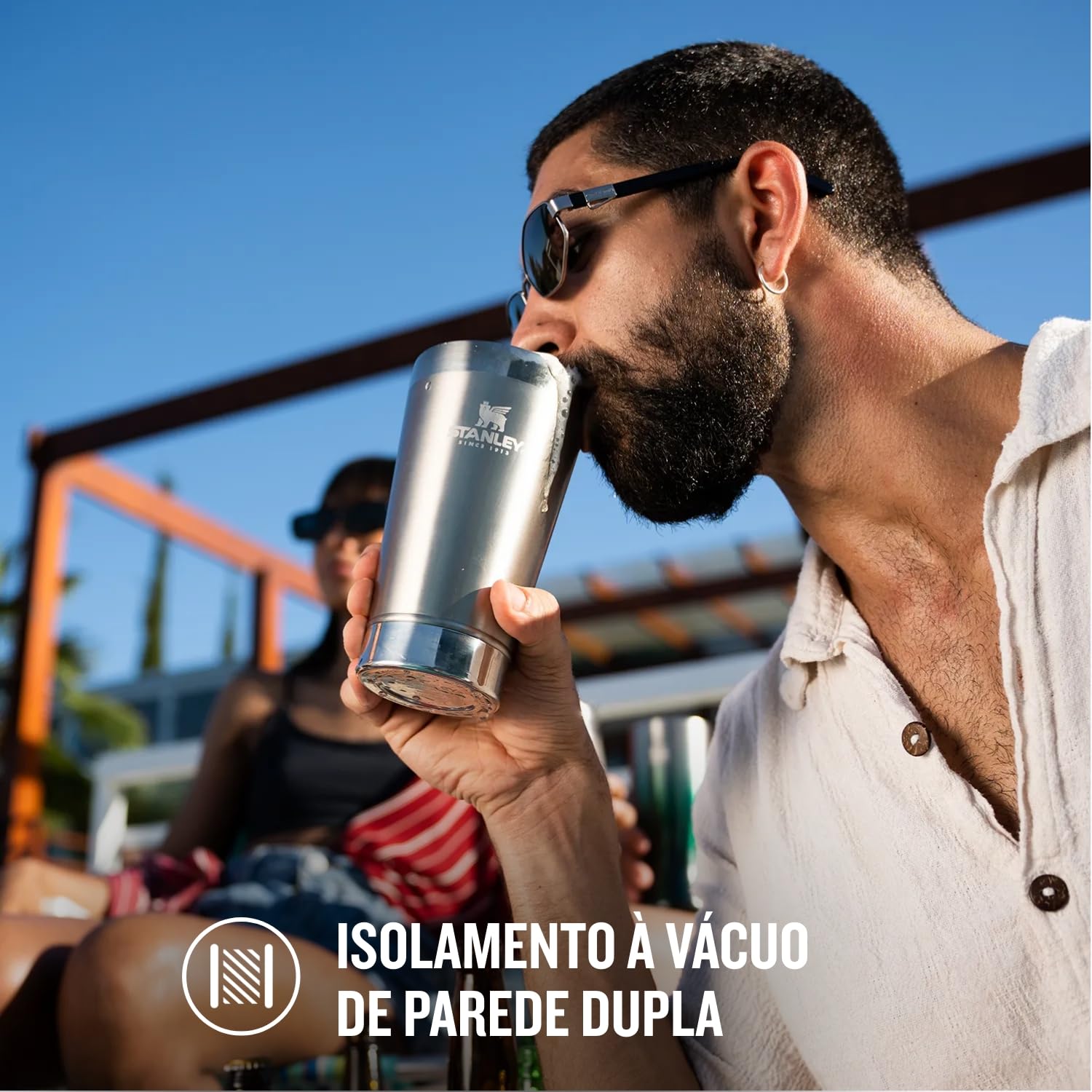 Stanley - Copo de cerveja isolado, copo empilhável Stay Chill de 473 ml, para bebidas quentes ou frias, Stainless Steel