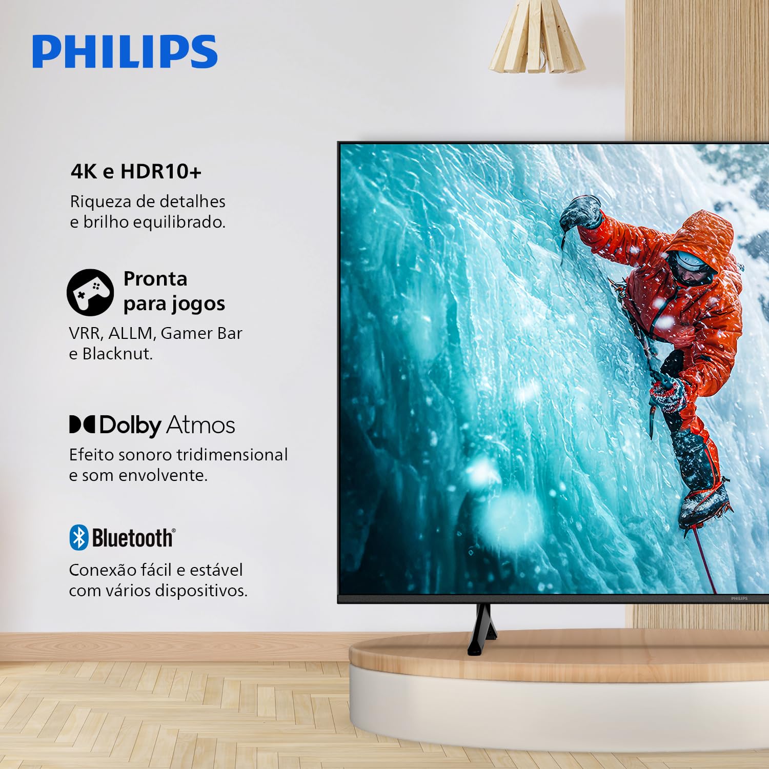 PHILIPS Smart TV, 50" 4K, 50PUG7300, Comando de Voz, Bluetooth, HDR, Dolby Atmos, HDMI, USB, Wi-Fi