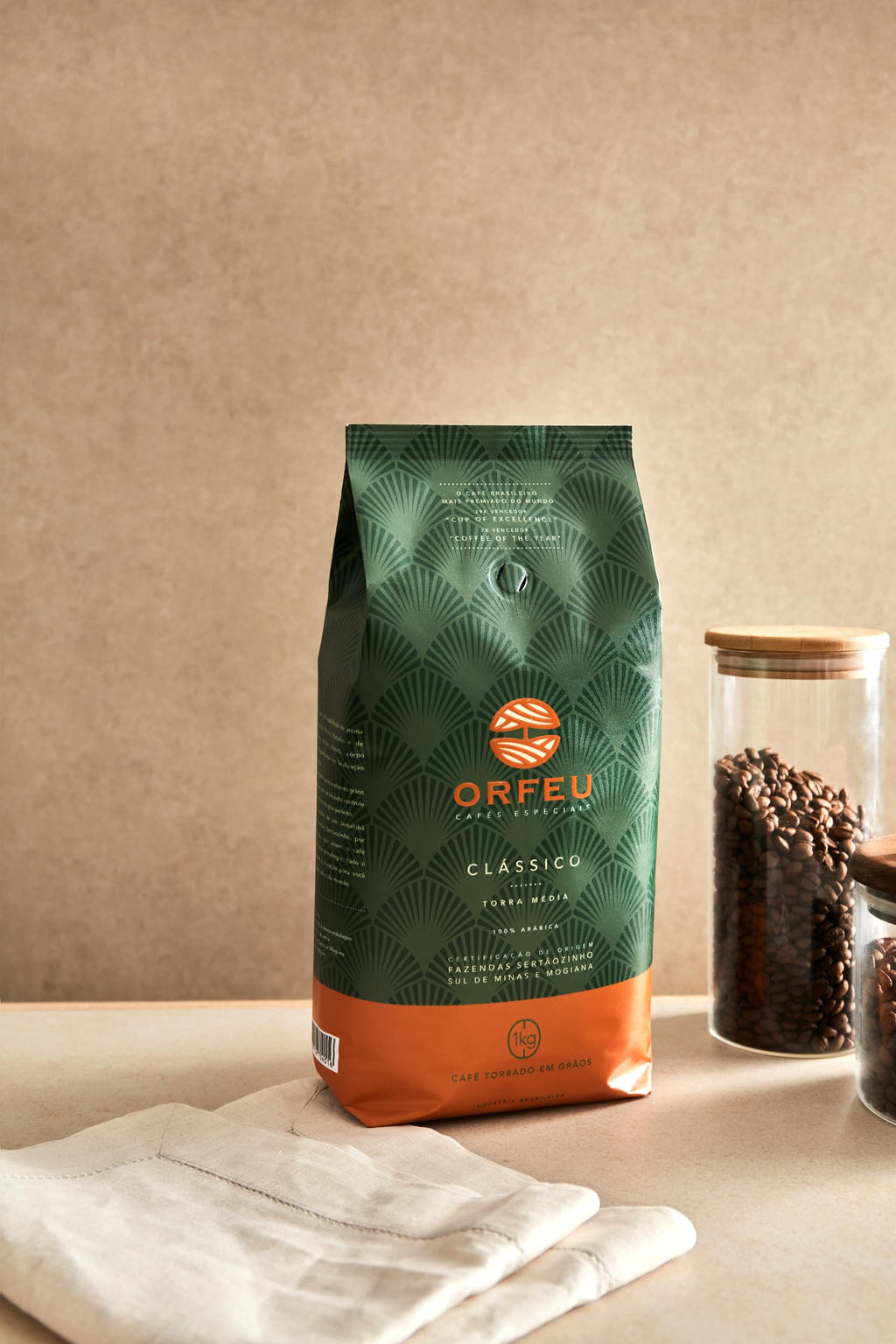 Orfeu Café Clássico em Grãos, 100% Arabica, Torra Média, 1kg