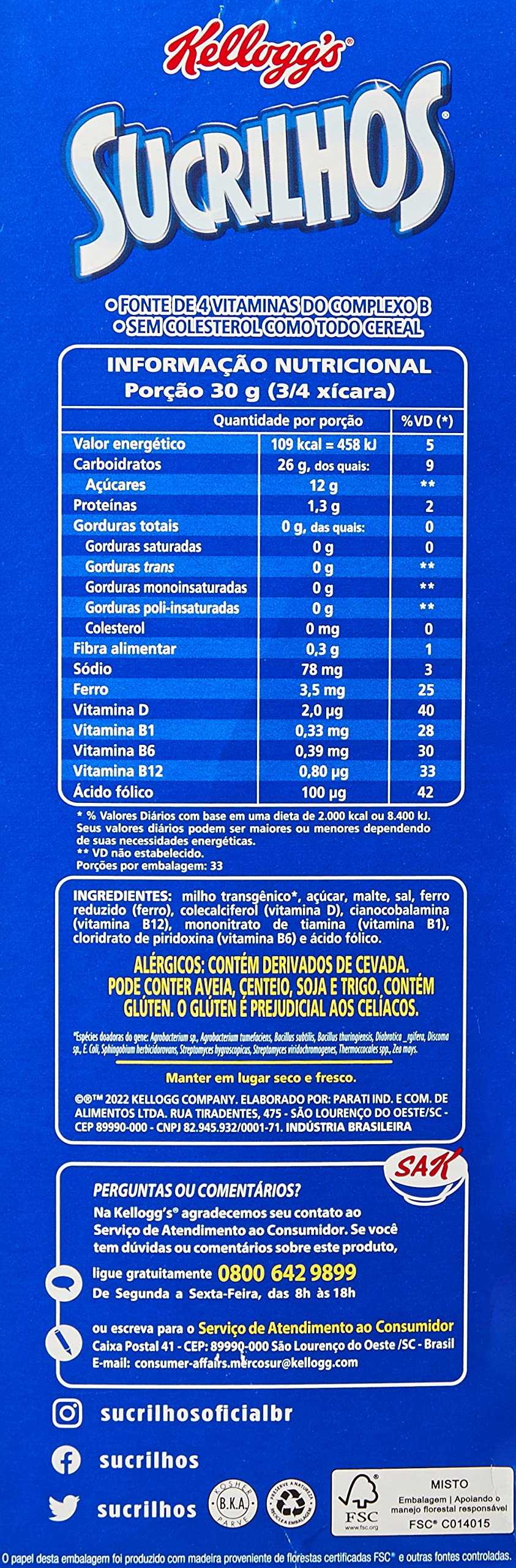 Cereal Sucrilhos® Original Kellogg's® 1kg