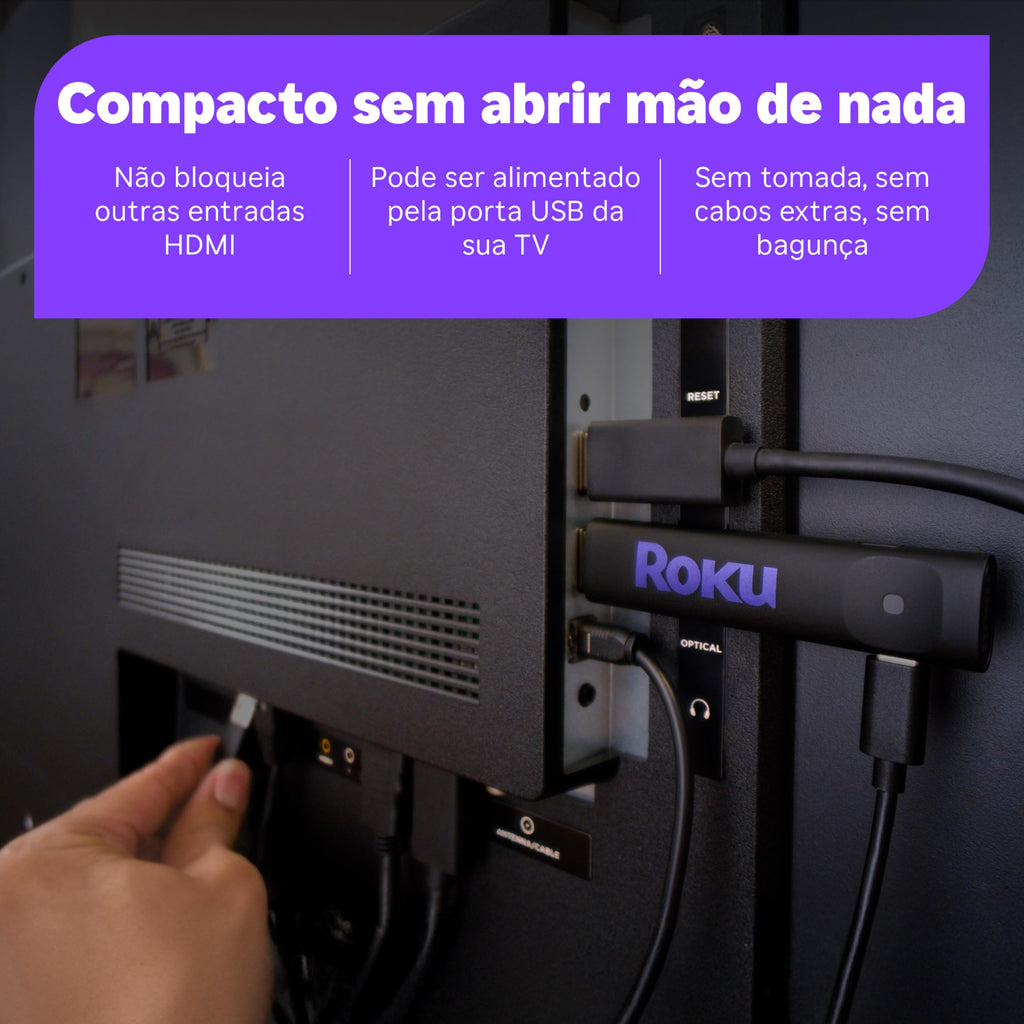 Roku Streaming Stick HD 2025 | Dispositivo de streaming para TV HD/FHD com controle remoto por comando de voz compatível com Alexa, Siri e Google