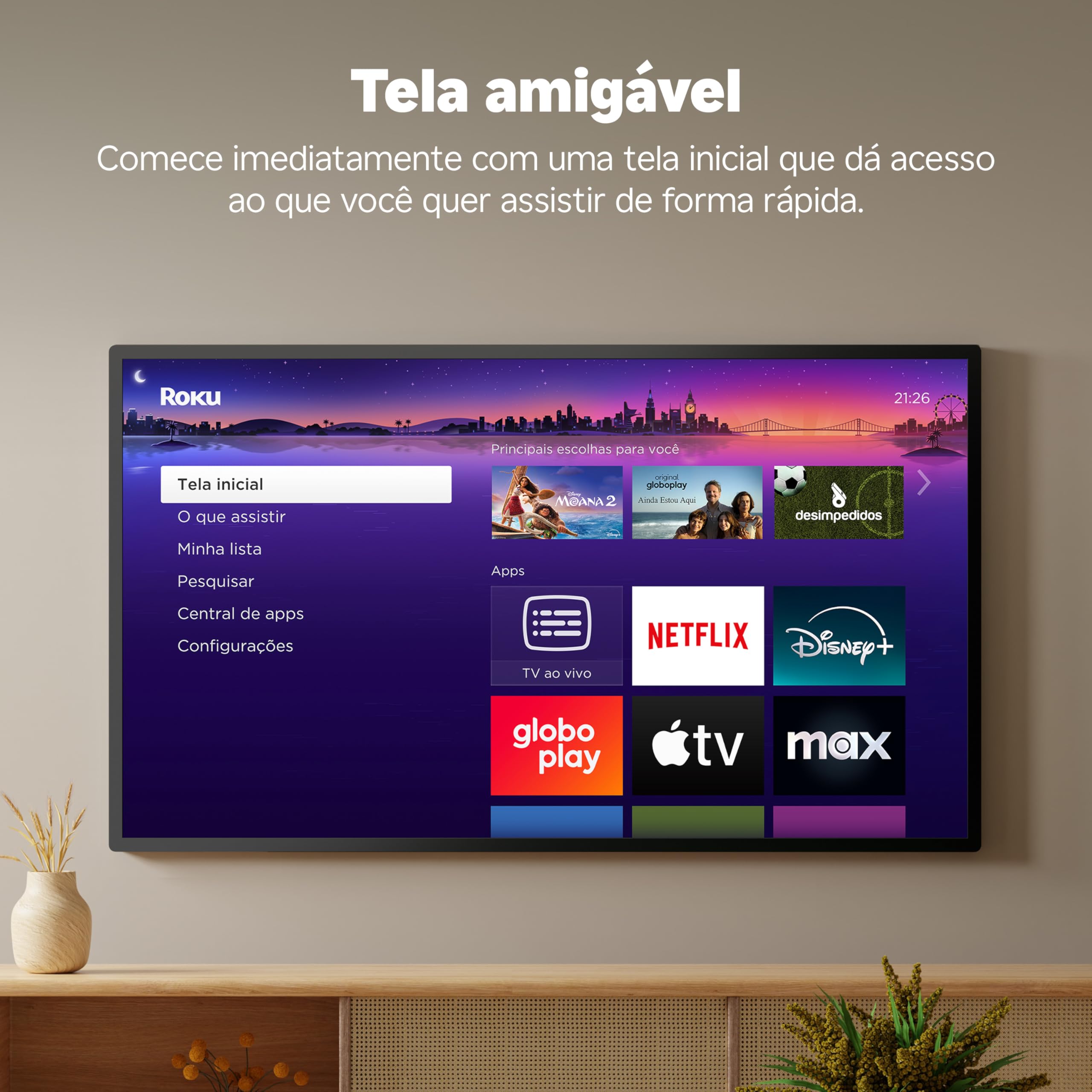 Roku Streaming Stick HD 2025 | Dispositivo de streaming para TV HD/FHD com controle remoto por comando de voz compatível com Alexa, Siri e Google