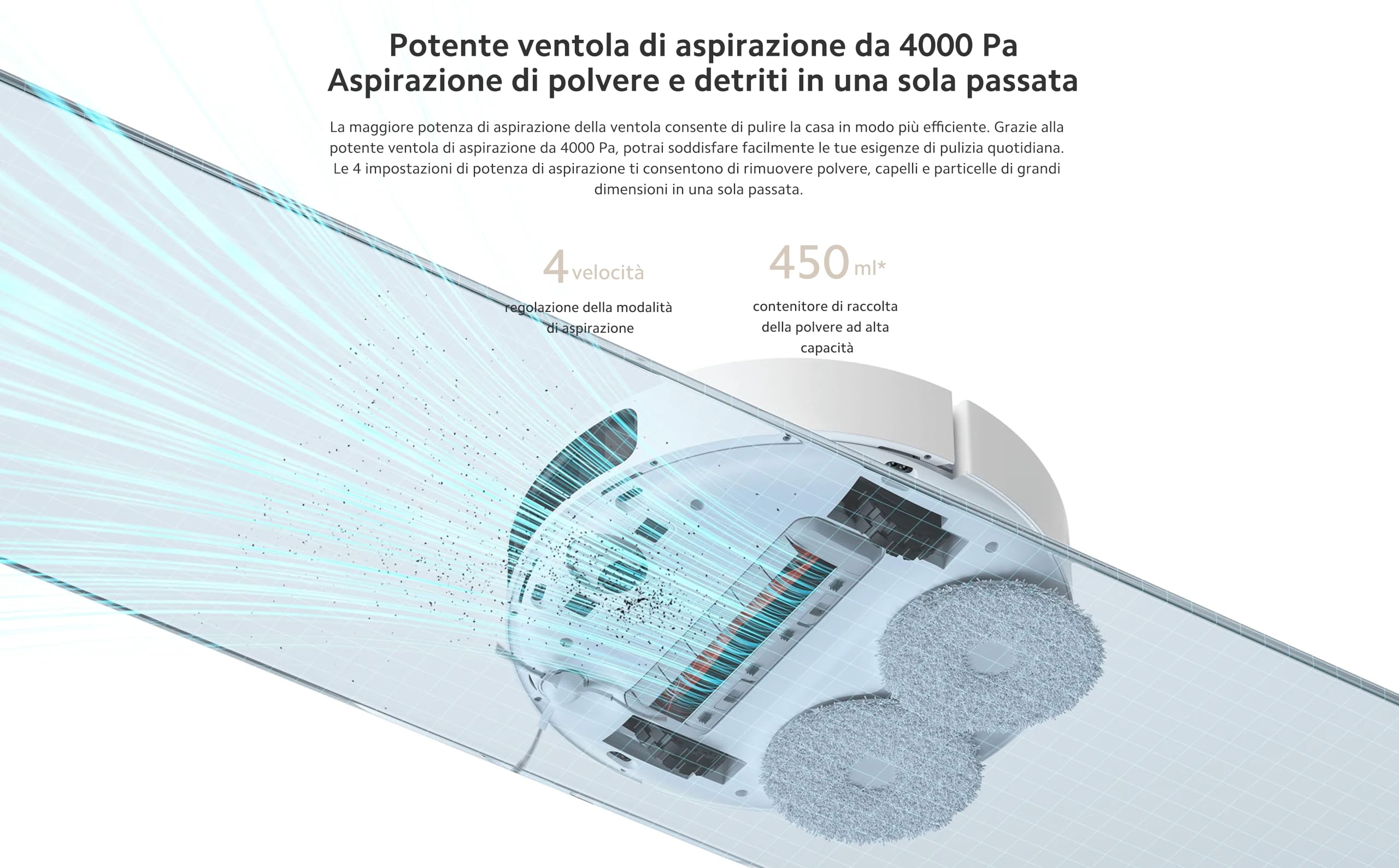 XIAOMI Robot Vacuum S10 - Robot aspirador e lava-chão com planeamento inteligente de rotas, sucção de 4000 Pa, três níveis de lavagem, branco