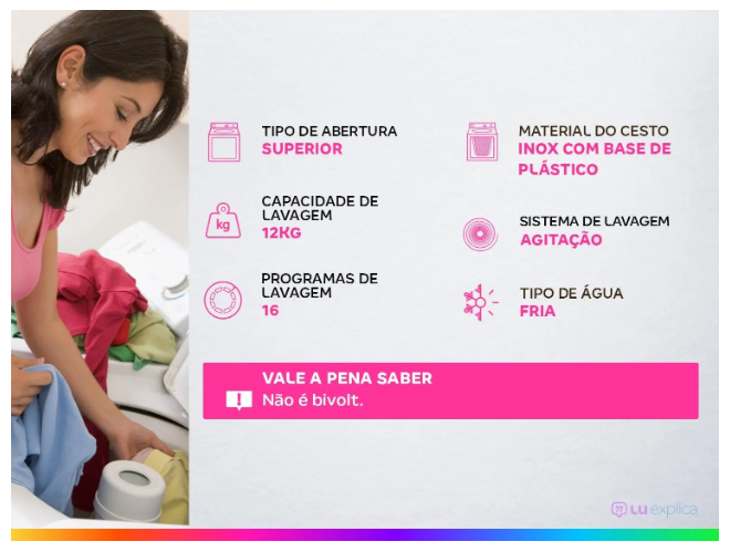 Lavadora de Roupas Consul 12kg 16 Programas de Lavagem Branca CWH12