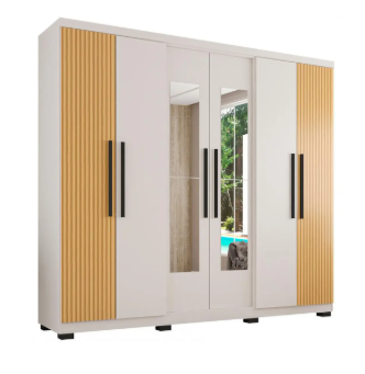 Guarda-roupa Casal com Espelho 6 Portas 4 Gavetas Araplac Braga