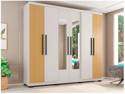 Guarda-roupa Casal com Espelho 6 Portas 4 Gavetas Araplac Braga