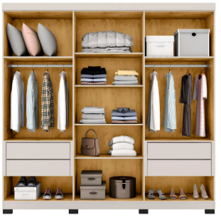 Guarda-roupa Casal com Espelho 6 Portas 4 Gavetas Araplac Braga