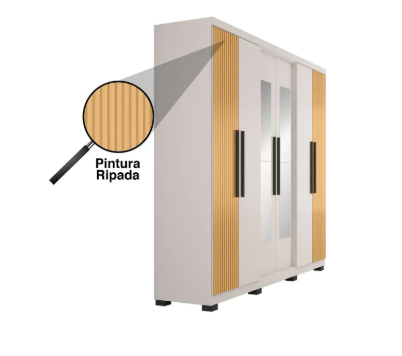 Guarda-roupa Casal com Espelho 6 Portas 4 Gavetas Araplac Braga
