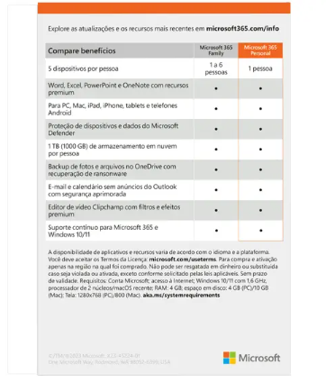 Microsoft 365 Personal Office 365 apps 1TB - 1 Usuário Assinatura Anual