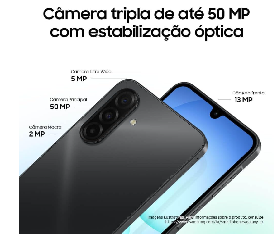 Smartphone Samsung Galaxy A17 256GB 8GB RAM 6,7" Câm. Tripla + Selfie 13MP