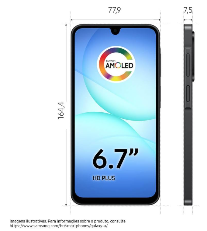 Smartphone Samsung Galaxy A17 256GB 8GB RAM 6,7" Câm. Tripla + Selfie 13MP