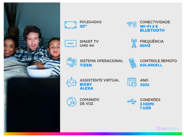 Smart TV 50" Samsung UHD 4K Crystal UHD U8600F UN50U8600FGXZD Tizen Crystal 4K Bixby e Alexa 3 HDMI